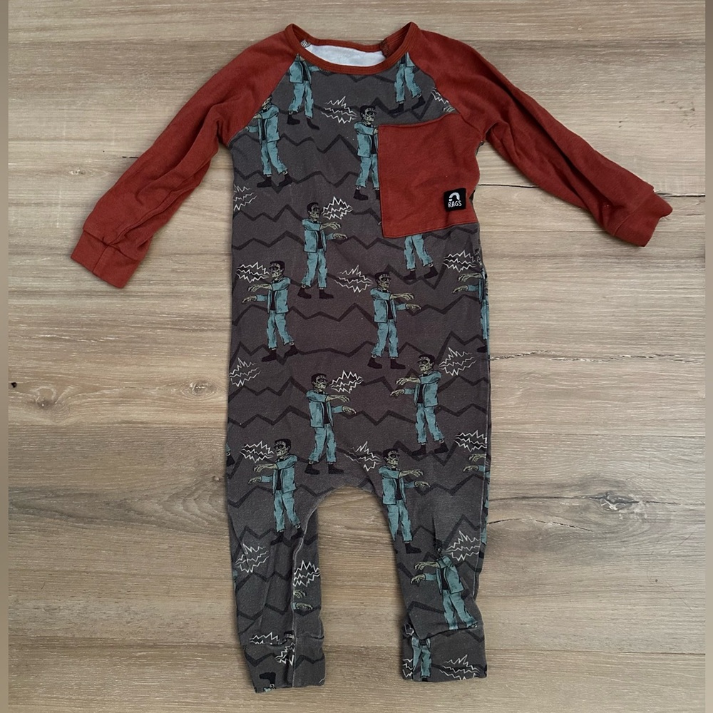 Rags Kids One Piece with Red and Gray Frankenstein Pattern